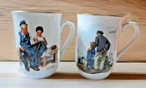 2 Norman Rockwell Cups Mugs 1982 Lighthouse Keepers Daughter & 1986 Looking Out - Picture 1 of 23