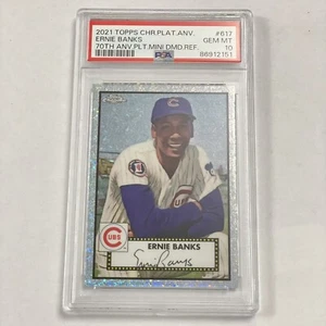 2021 Topps Chrom Platin Jubiläum Ernie Banks Mini Diamant PSA Edelstein neuwertig 10 - Bild 1 von 6