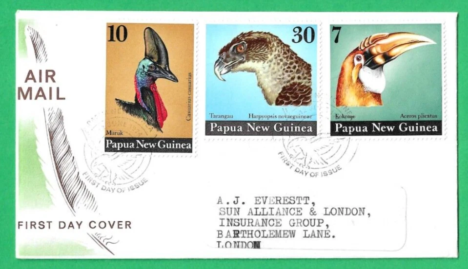 PAPUA NUEVA GUINEA ~ CABEZAS DE PÁJAROS PRIMER DÍA CUBIERTA ~ 12 DE JUNIO DE 1974 Foto 1 de 1