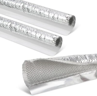 BSTFLEX 1/2"ID Adjustable Silver Wire Heat Shield For Car & Auto Wire Loom Line Cable