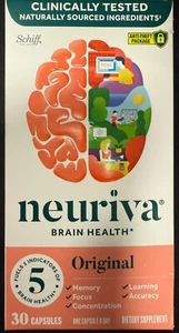 NEURIVA Original Brain Supplement for Memory Focus & Concentration 30ct EXP05/26 - Picture 1 of 2