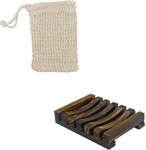 1 Pari Soap Exfoliating Bag Natural, Soap Saver with Drawstring and Wooden Bead - Photo 1/6