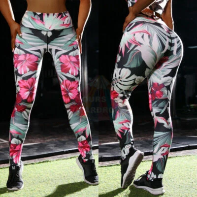 Womens Floral Yoga Workout Fitness Gym Running Sport Pants Leggings size M NWOT - Image 1 of 4