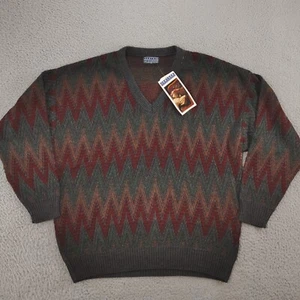 Vintage Jantzen Classic Sweater Men XL Colorful V-Neck Pullover 100% Acrylic NEW - Picture 1 of 19