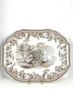 Spode Westbourne Turkey Platter Brown White Transferware Williams-Sonoma 2004 - Picture 1 of 6