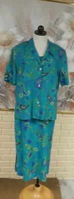 VTG MISS DORBY 2PC MIDI DRESS WITH JACKET SZ 14 PAISLEY DESIGNS MACHINE WASHABLE - Image 1 of 4