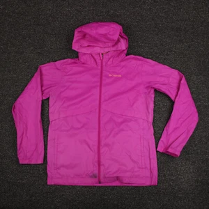 Columbia Nylon Jacket Girl XL Pink Omni-Shield Full Zip Long Sleeve Hooded Youth - Picture 1 of 10