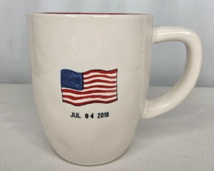 Jul 04 2018 Rae Dunn Artesian 4th of July American Flag Mug USA Red White Ivory - Picture 1 of 7