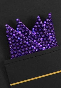 Vito Dance Rhinestone Pocket Square - Purple Velvet - Picture 1 of 3
