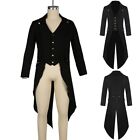 Elegant Retro Victorian Punk Tailcoat Jacket for Men Black Steampunk Long Coat