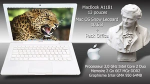 Apple MacBook - A1181 - Core 2 Duo 2.0 GHz - 13" (Blanc) - RAM 2Go - DD 250 Go - Photo 1/7