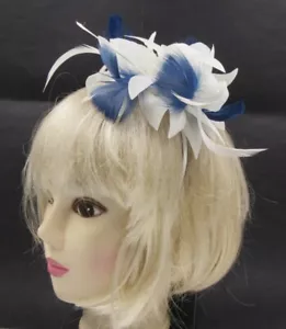 off white and navy blue fascinator headband weddings,races prom - Picture 1 of 4