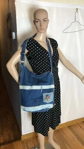 Bijoux Int'l Denim Asymmetrical Cross Body Messenger Bag 15" x 14" x 5" - Picture 1 of 9