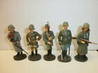 Convolute 5 Old Hausser Elastolin Ground Soldiers Officers Sentry To 7.5cm