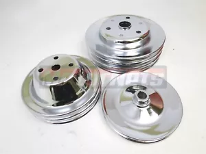 SBC Chevy Cromo 1/2/3 Ranura Dirección Asistida LWP Bomba de Agua Manivela Kit 350 - Imagen 1 de 9