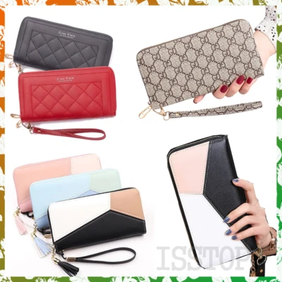 Womens Lady Wallet RFID Blocking Leather Credit Card Phone Holder Travel Purse - Image 1 of 4