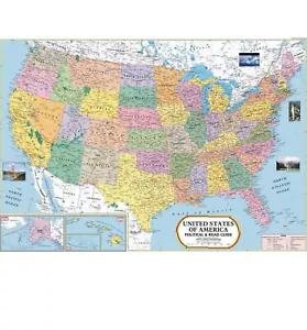 USA Map-United States Of America Map,Wall Poster- 70 X 100 Cm Laminated - Picture 1 of 3