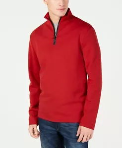 $170 Kenneth Cole Men'S Red Long-Sleeve Mock Neck Half-Zip Pullover Sweatshirt S - Picture 1 of 1