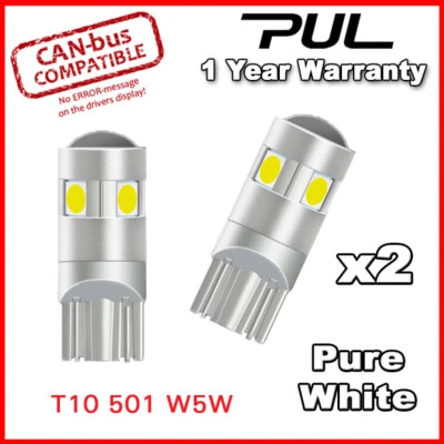 2X AUDI Q7 WHITE CANBUS ERROR FREE SIDELIGHT LED W5W T10 501 CAPLESS BULB - Image 1 of 4