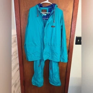 Dry Wear by Stearns Adult Teal Green Hooded Vented PVC Rain Coat and Pants - Picture 1 of 7
