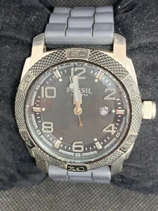 Fossil AM4322 Men's Watch Silicone Strap Black Dial Analog Quartz Date 43mm O724 - Picture 1 of 8