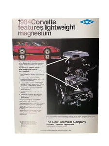 LBVETTE366 Advertisement Dow Chemical 1984 Corvette Lightweight Magnesium May 83 - Picture 1 of 1