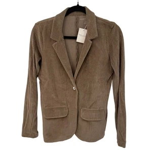 Neu mit Etikett Majestic Filatures Zigarettenblazer/Jacke mit einem Knopf Cord braun - Bild 1 von 12