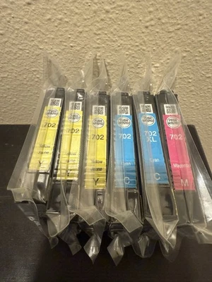 Cartuchos de tinta de color originales Epson 702 6pk 3 amarillos 2 cian 1 magenta nuevos sin caja Foto 1 de 4