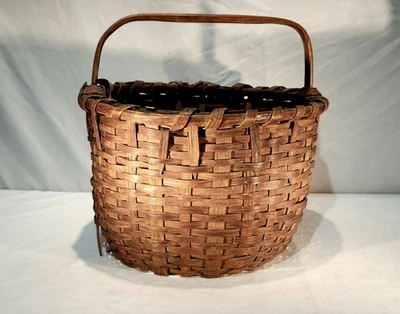 Antique American Splint Woven Harvest Basket 19th Century Original Patina 1800s - Image 1 of 4