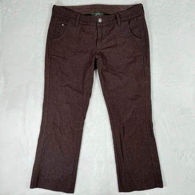 Woolrich Silk Wool Bootcut Pants Size 16 Dark Brown Tweed Lined Retro Winter - Image 1 of 4