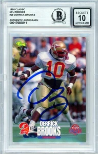 1995 Classic NFL Rookies #28 Derrick Brooks Buccaneers BGS Autograph 10 - Picture 1 of 2