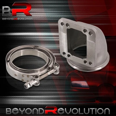 3.5" V-Band 90 Elbow Conversion Adapter Header Exhaust Manifold T3/T4 + Clamp - Image 1 of 2
