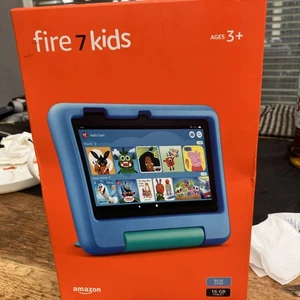 Amazon Fire 7 Kids Tablet 7 inch Display Ages 3+ 16 GB Blue 12th Generation NEW - Picture 1 of 6