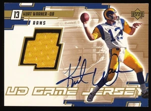 2000 Upper Deck Kurt Warner UD Game Worn Jersey Patch Auto Autograph - Picture 1 of 2