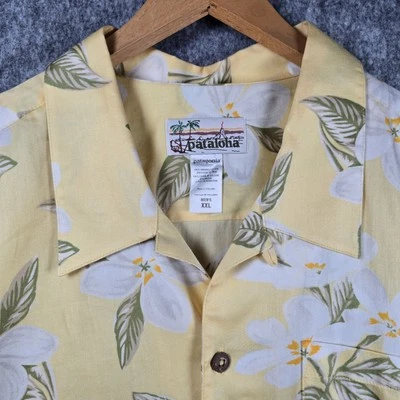 Patagonia Pataloha Hawaiian Camp Shirt Collar Pastel Yellow Flower Men's XXL 2XL - Image 1 of 4