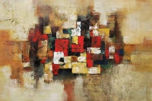 Abstract - # 4DAB-3, 24x36, 100% Hand Painted Oil Painting on Canvas, - Picture 1 of 6