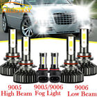 For Chrysler 300 2005 2006 2007 2008 2009 2010 -6PC 6000K LED Headlight+Fog Bulb