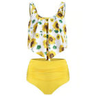 Women Floral Crop Top Boy Shorts Bikini Swimsuit Tankini Set Beachwear Swimwear