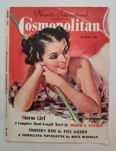 Cosmopolitan August 1937 Magazine COVER ONLY Illustrated by Bradshaw Crandell - Imagen 1 de 10