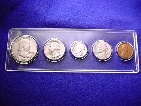 1949-S SAN FRANCISCO 5 COIN MINT SET GREAT 90% SILVER KEY DATE COINS!!    #5 Cover