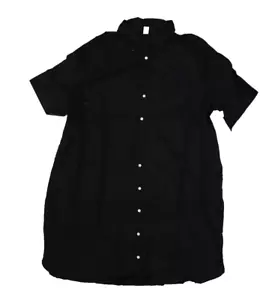 Old Navy Short Sleeve Button Down Shirt Dress Knee Length Black Womens XL - Picture 1 of 9