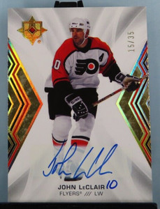 21-22 Ultimate Collection Hockey #81 John LeClair Gold Auto #ed 15/35 Flyers