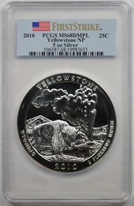 2010 Yellowstone NP Silver 5oz 25C MS 68 DMPL PCGS ATB First Strike - Picture 1 of 4