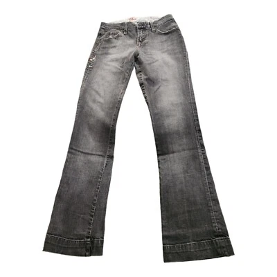 Blue Cult Deluxe Womens Jeans Embroidered floral black Size 26 Wide Leg Lo Rise  - Image 1 of 4