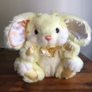 Vtg Cuddle Wit Yellow Bunny Rabbit Easter Diamond Pattern Feet Paw Stuffed Plush - Picture 1 of 7