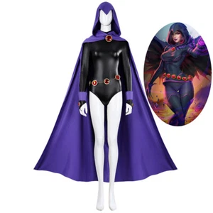 New Teen Titans Raven Costume Rachel Roth Cosplay Suit Women'S Outfit - Picture 1 of 14