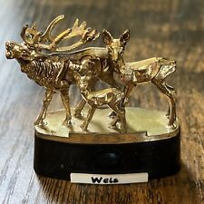 Vintage Wels Austria 24k Gold Plated Mini Picture Viewer Deer Figurine
