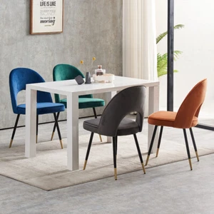 2 4 6 Dining Chairs Velvet Padded Seat Metal Legs Kitchen Dining Room - Picture 1 of 52