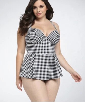 Vestido de natación push-up de guinga blanco y negro Torrid Pinup Rockabilly TALLA 2 NUEVO Foto 1 de 4