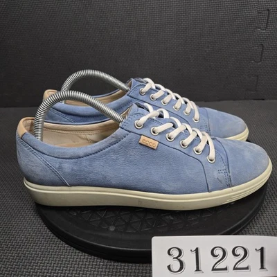 Zapatillas deportivas ECCO Soft 7 para mujer talla 10 de cuero nobuck azul con cordones 430003 Foto 1 de 4
